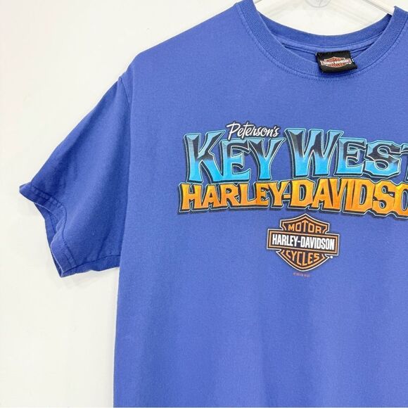 Harley Davidson Motor Cycles Blue Key West Beach Hammock Graphic T Shirt - Picture 4 of 13